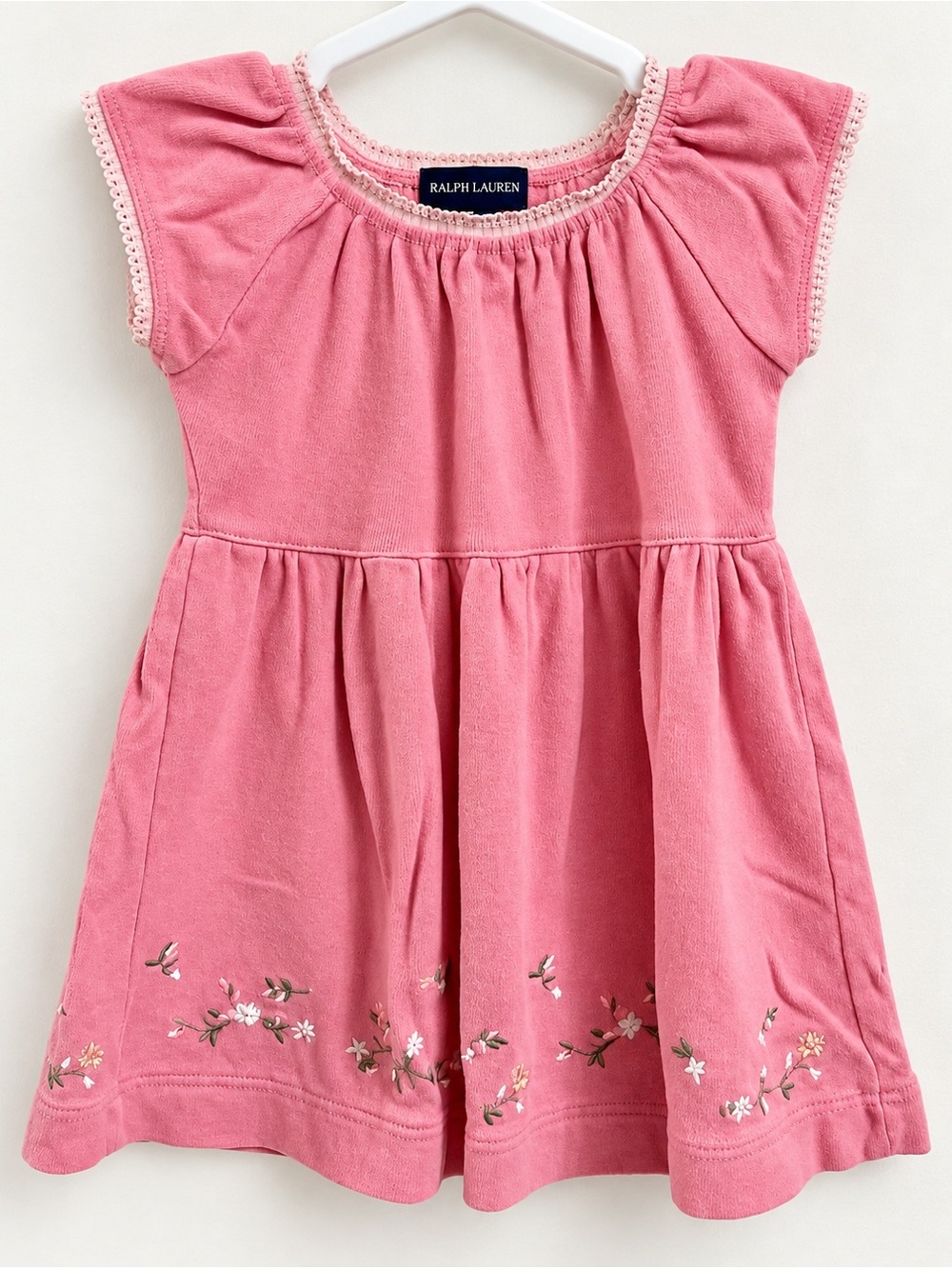 Vintage Ralph Lauren Baby Girls Pink Floral Dress & Bloomers Set Size S